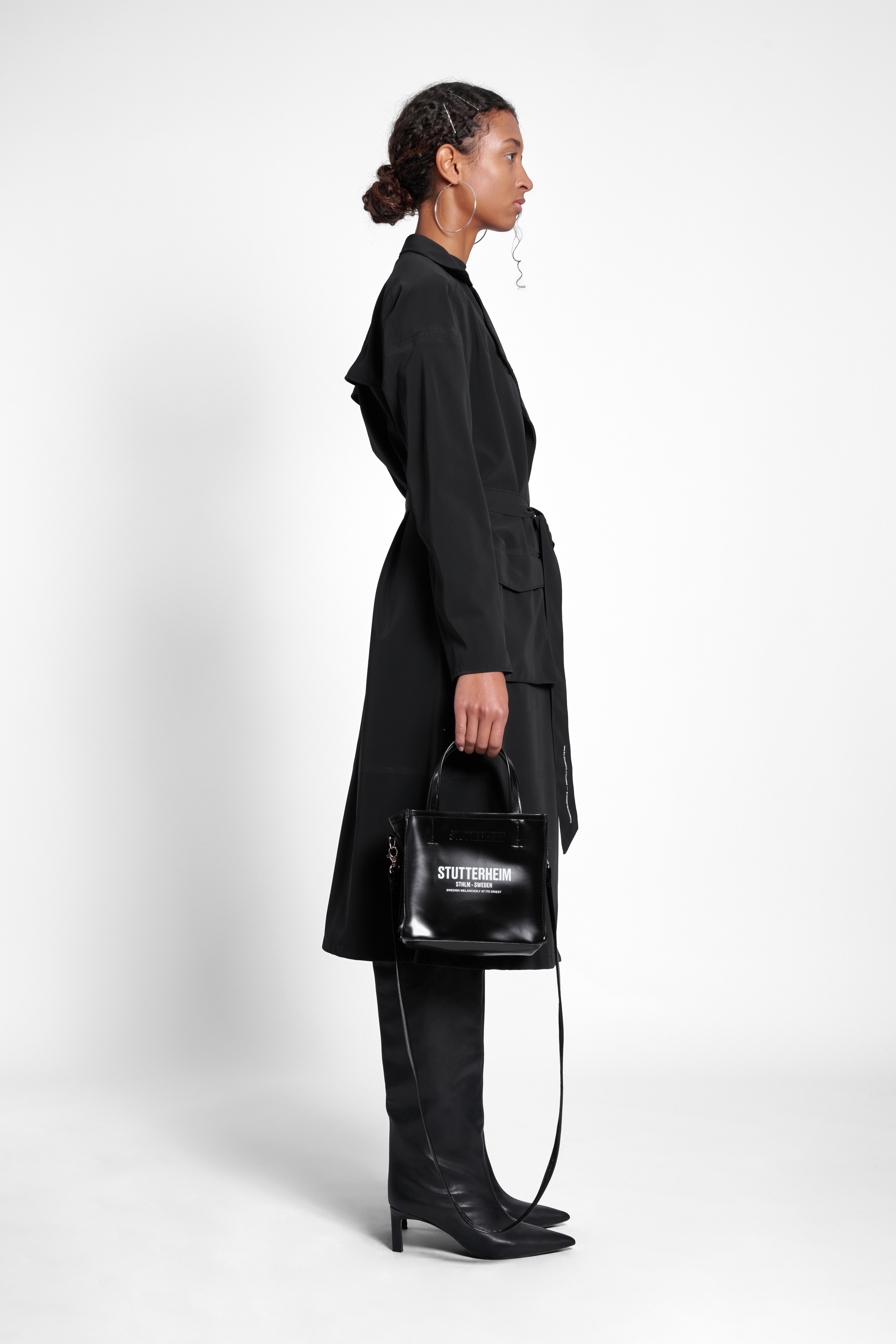 Kista Matte Trench Coat Black - 3