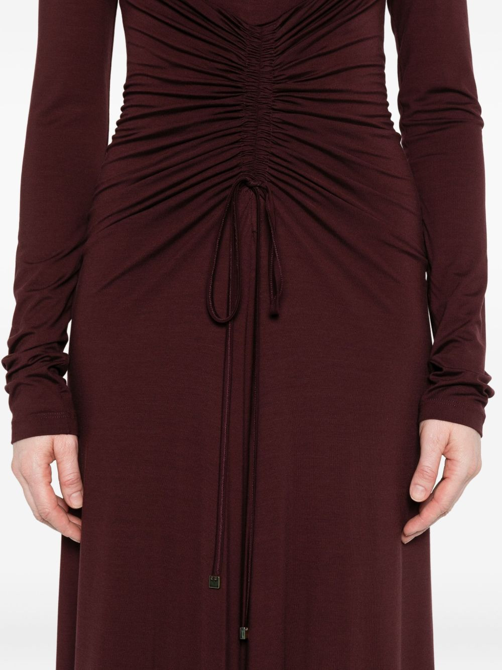 long-sleeve drawstring dress - 5