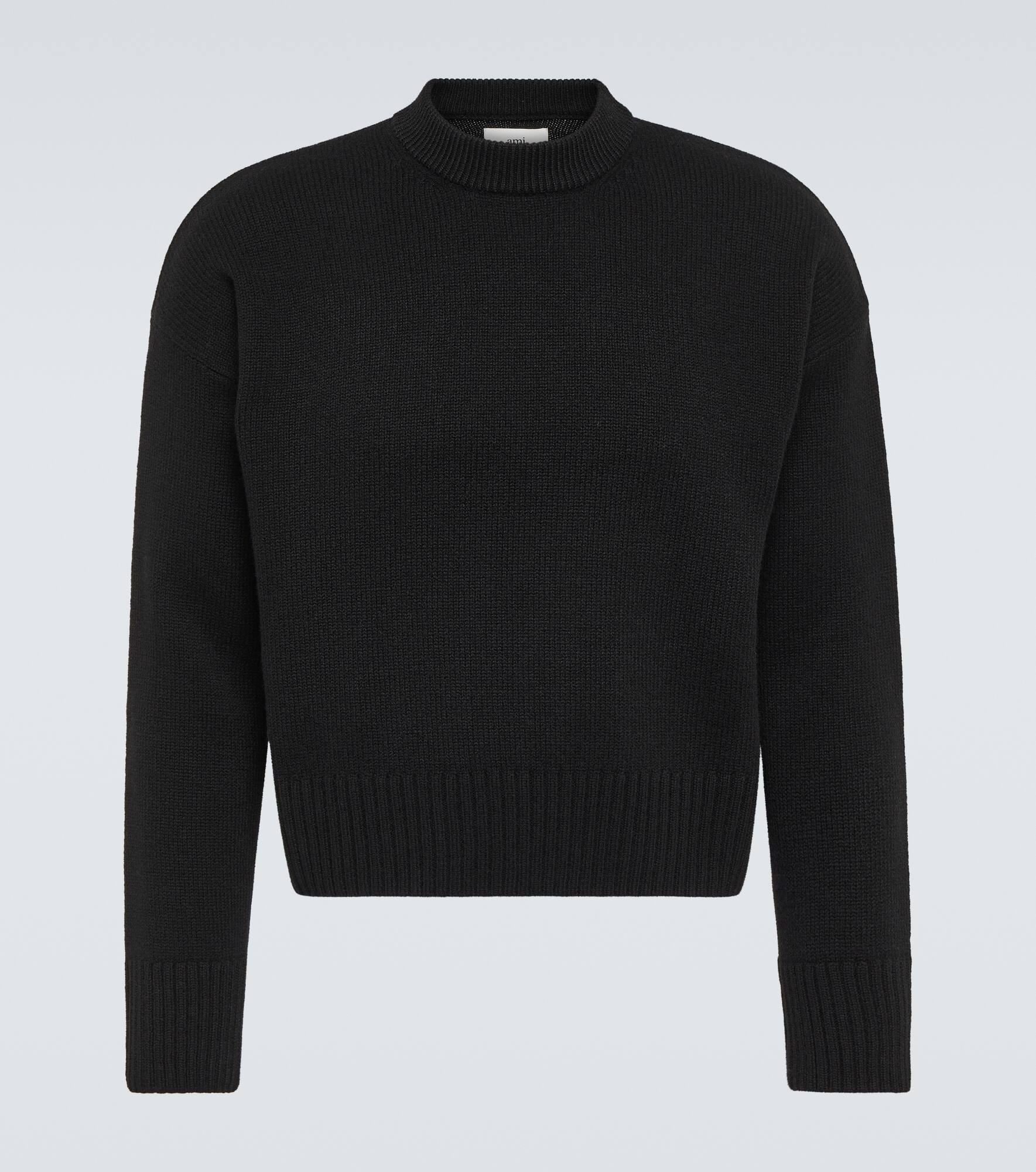 Cropped wool and cashmere sweater - 1