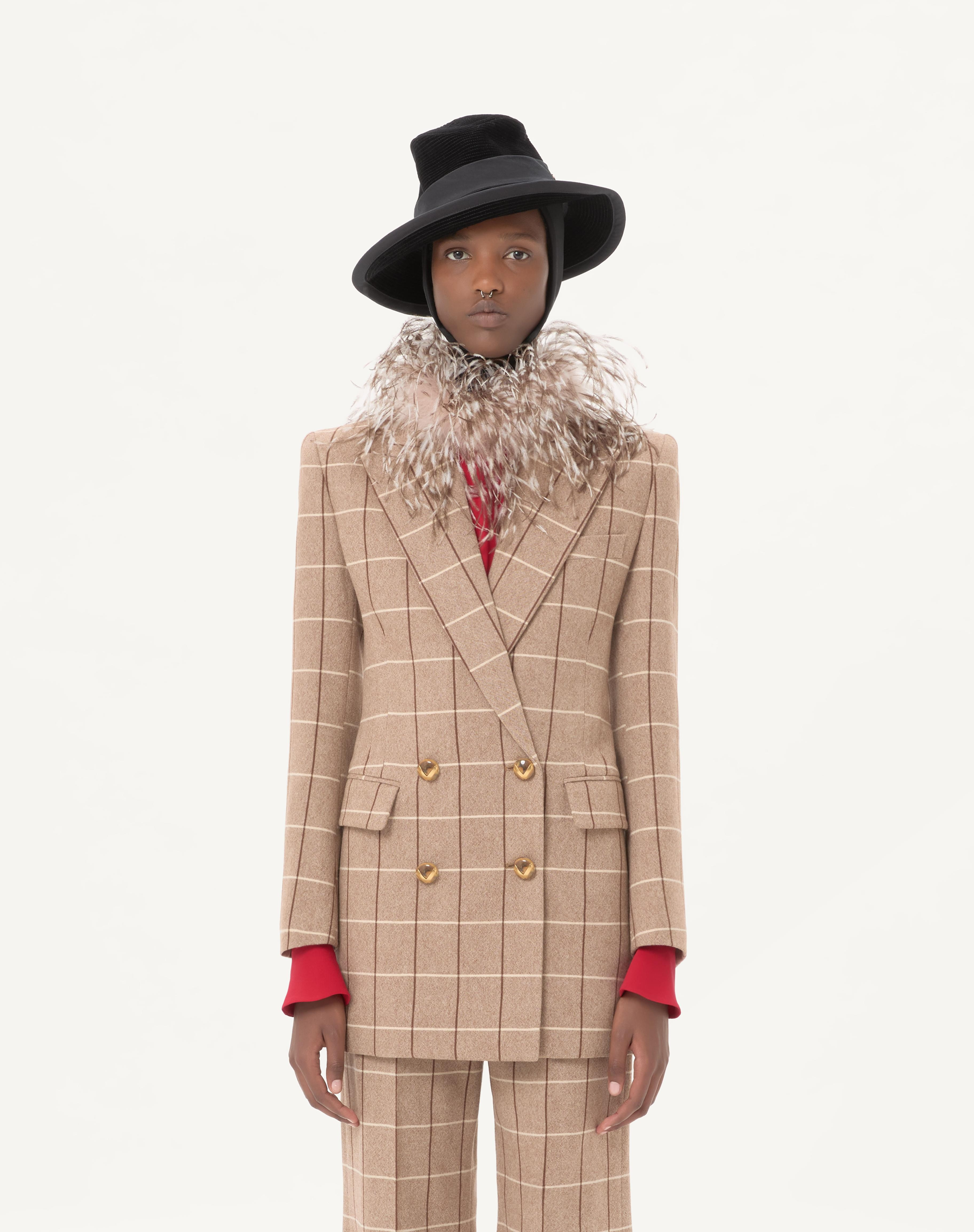 DOUBLE-BREASTED WOOL BLAZER WITH WINDOWPANE PATTERN - 4