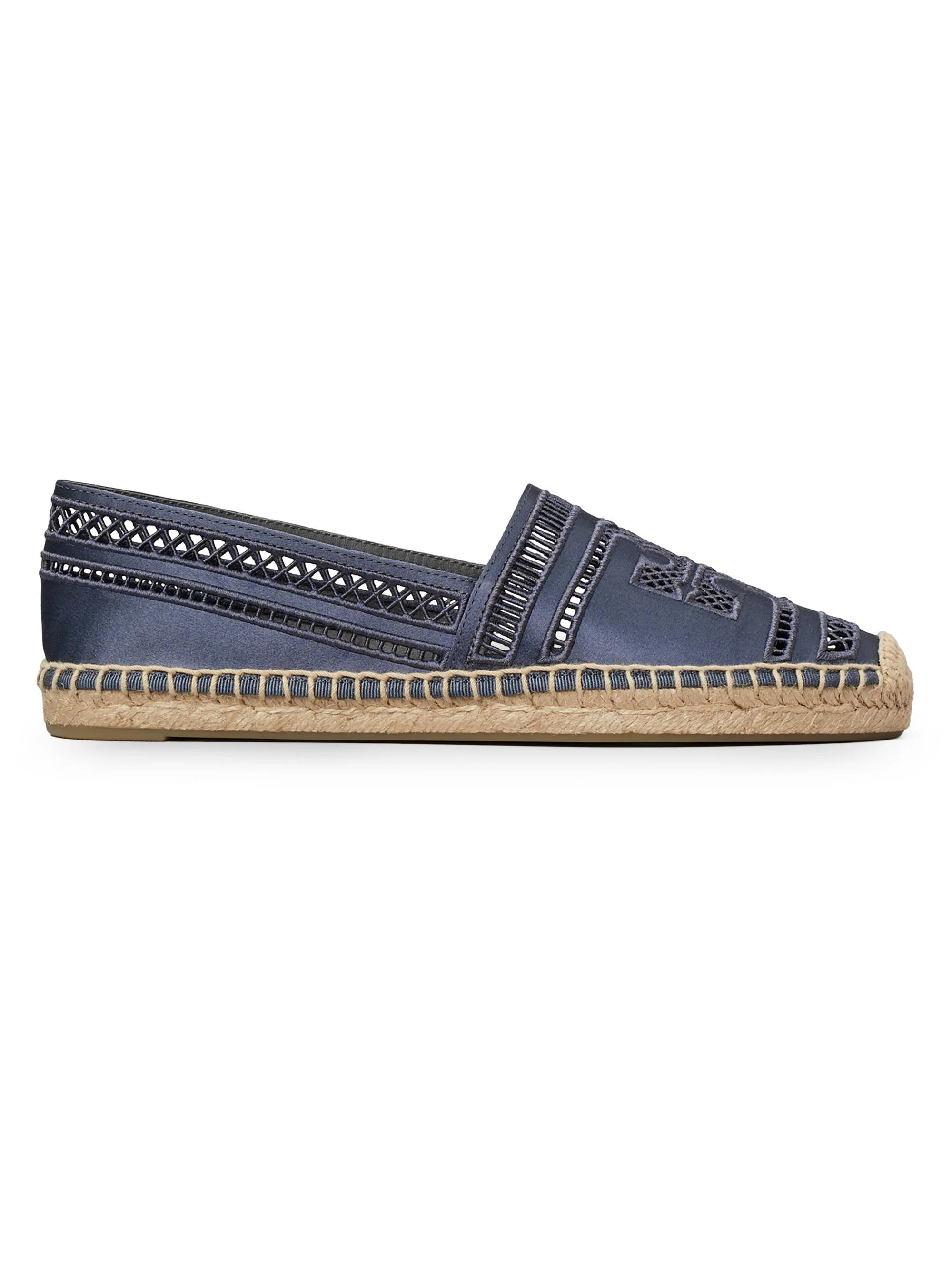 Women's Open-Weave Satin Espadrilles - Bluestone - 1