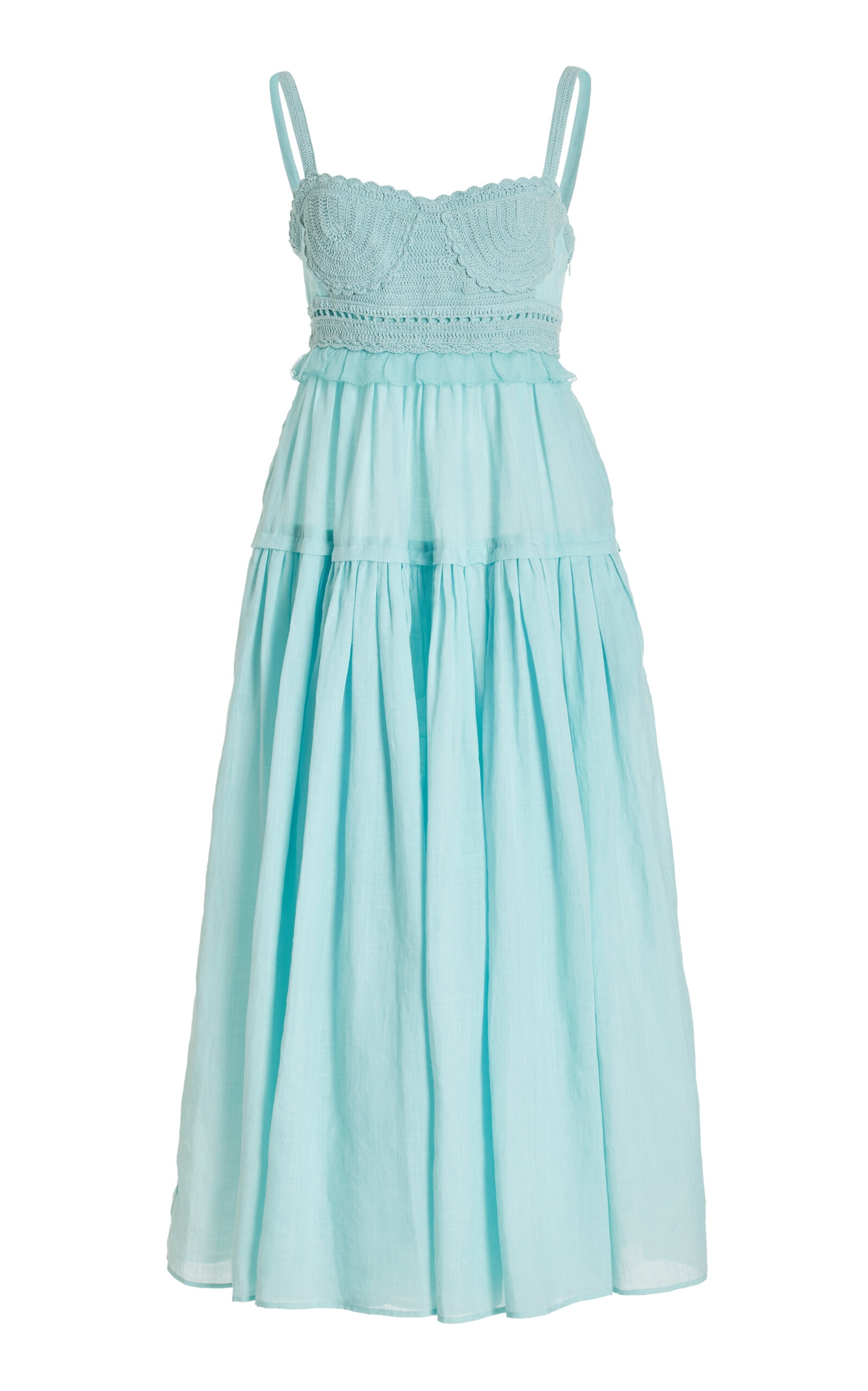 Gisella Crochet-Detailed Midi Dress light blue - 1