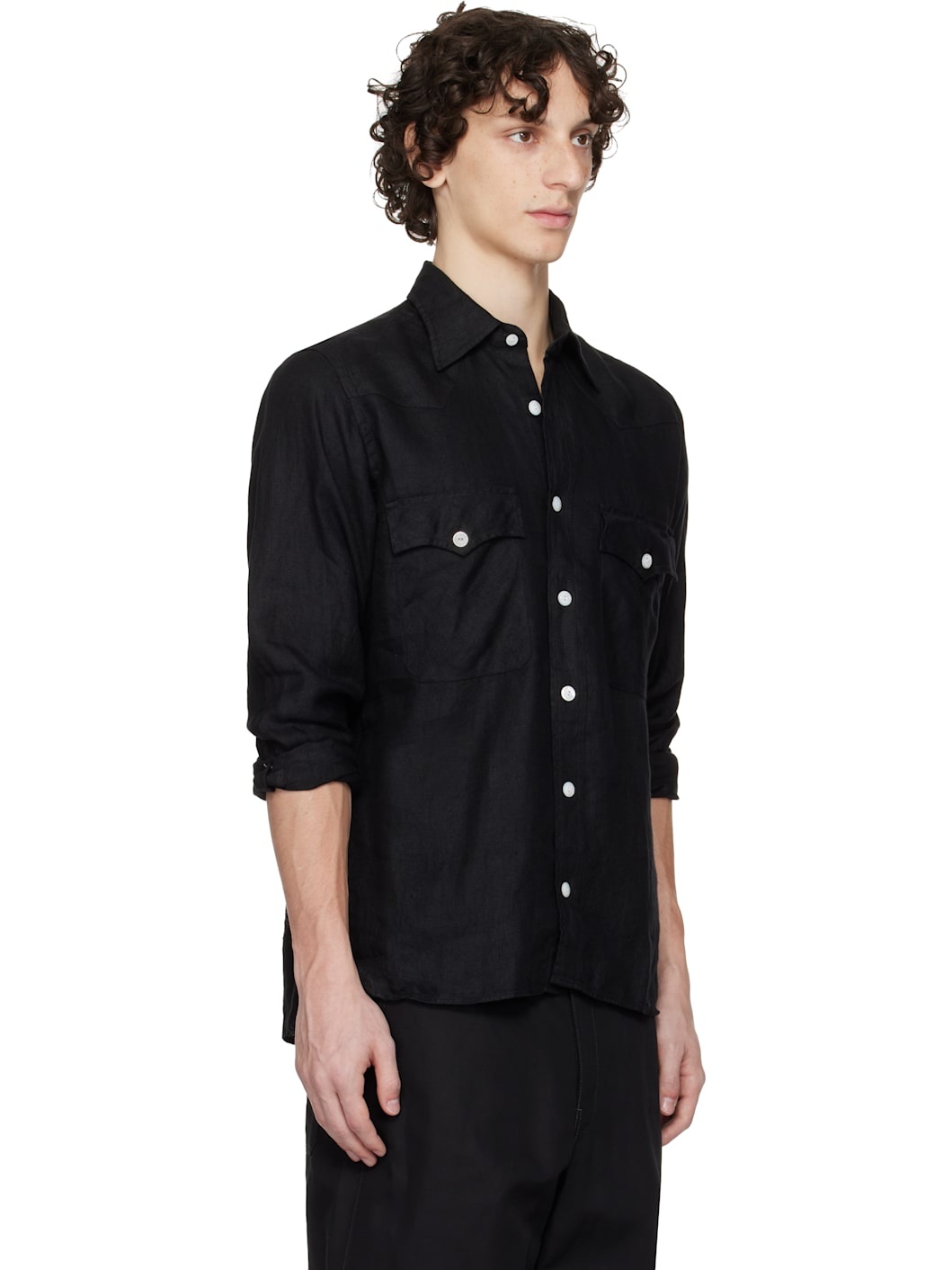 Black Two-Pocket Western Shirt - 2