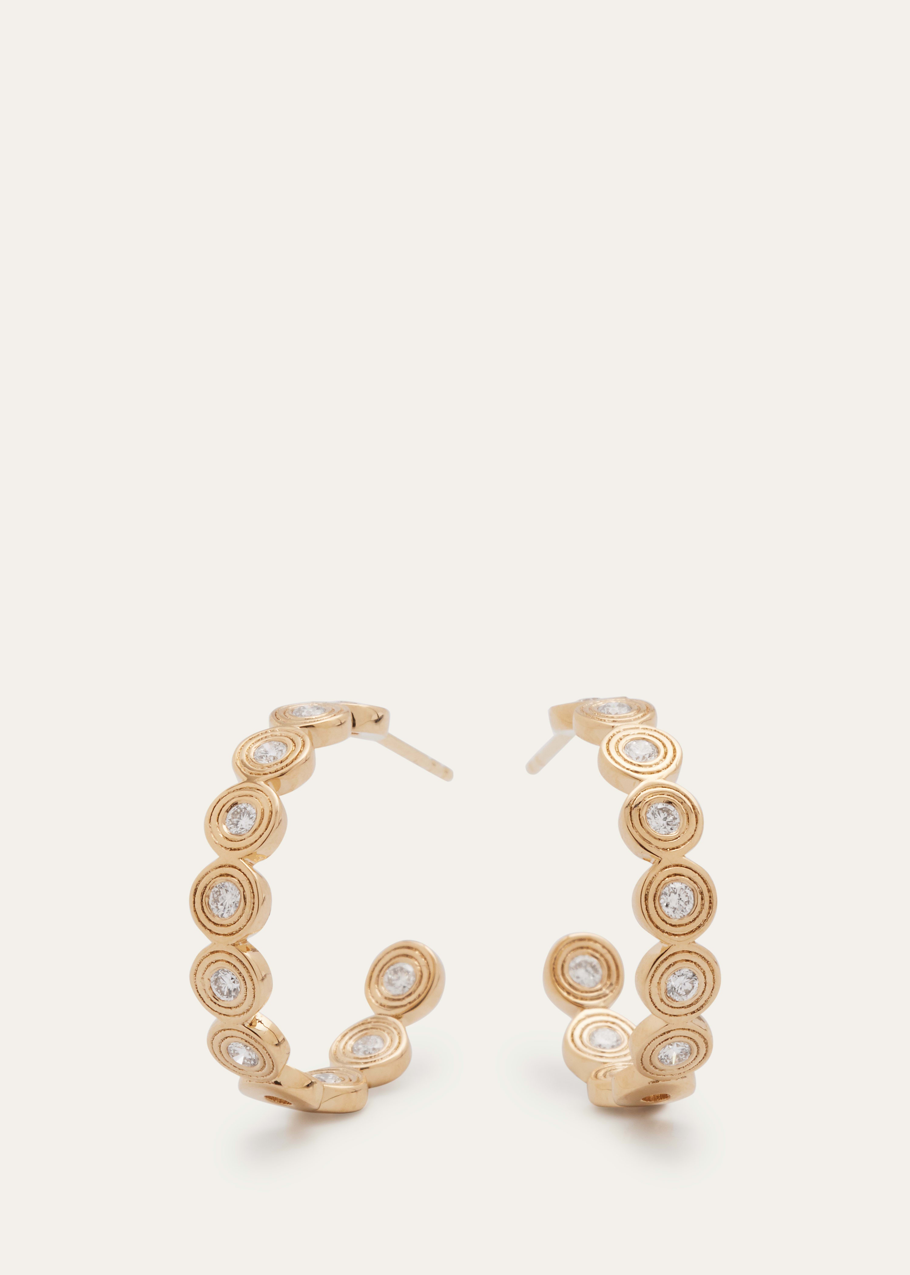 14k Gold Fluted Diamond Earrings - 3