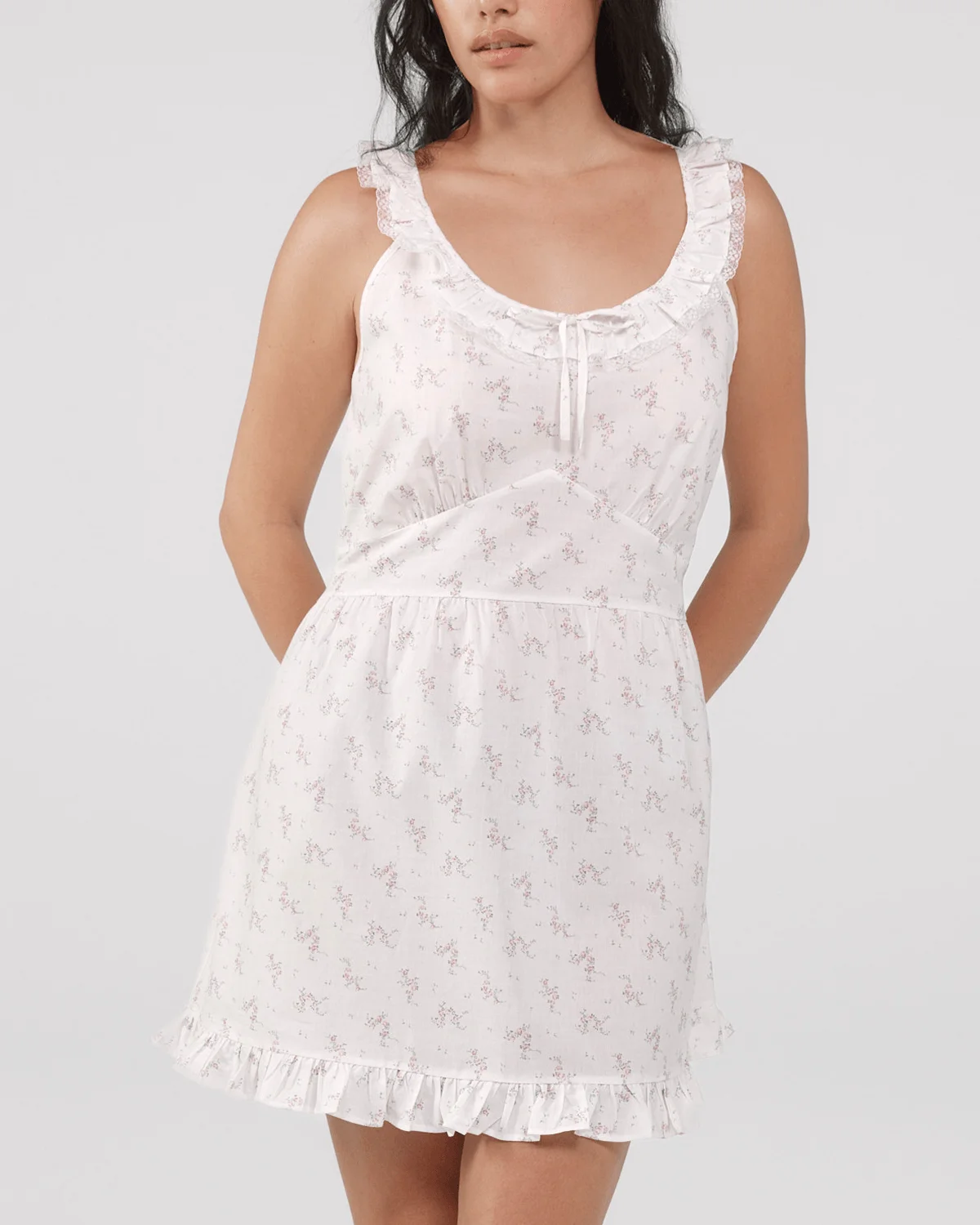 The Jardin Mini Dress: French Blossom Cotton Voile - 1