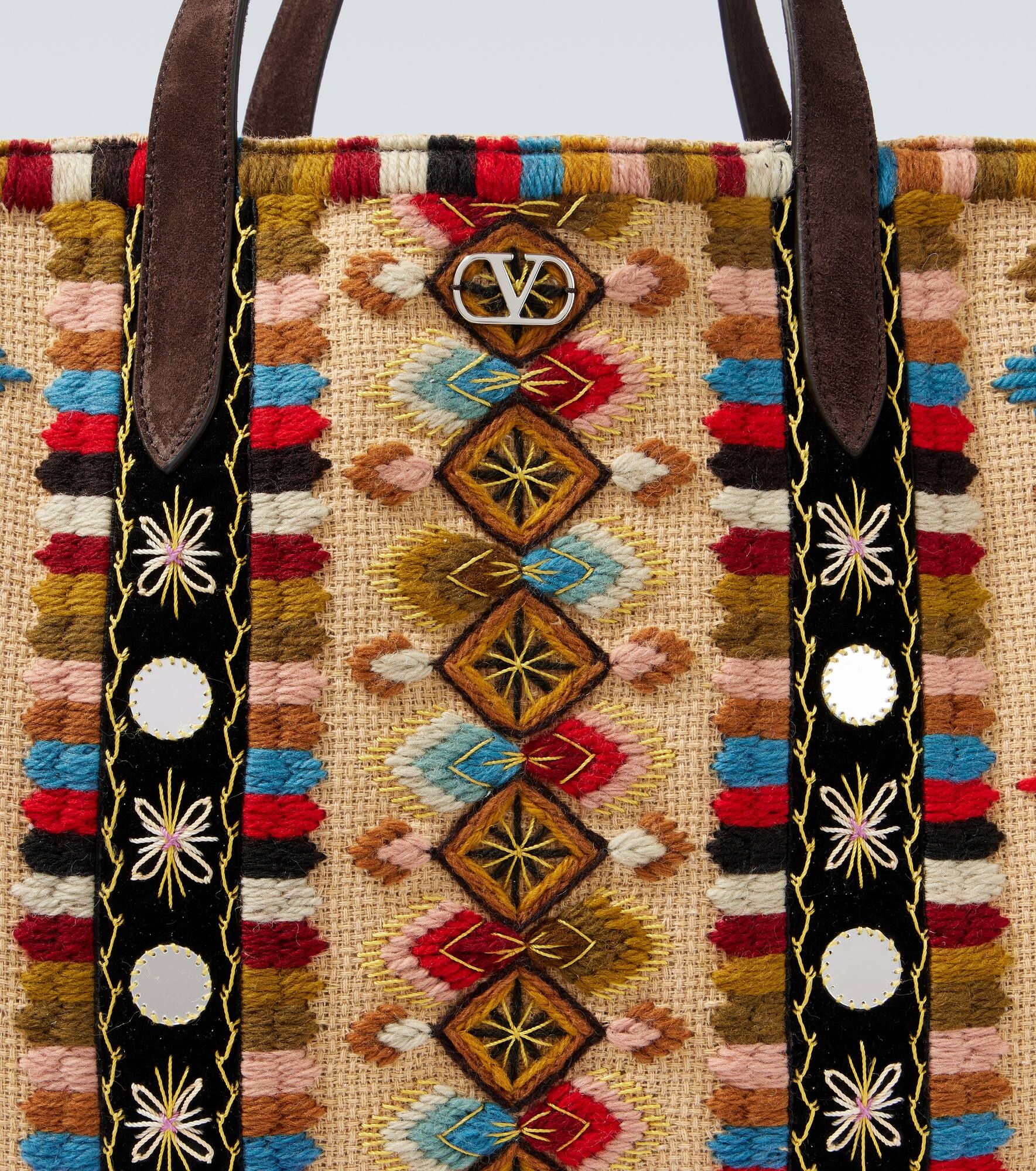 Nellcôte Large embroidered suede tote bag - 6