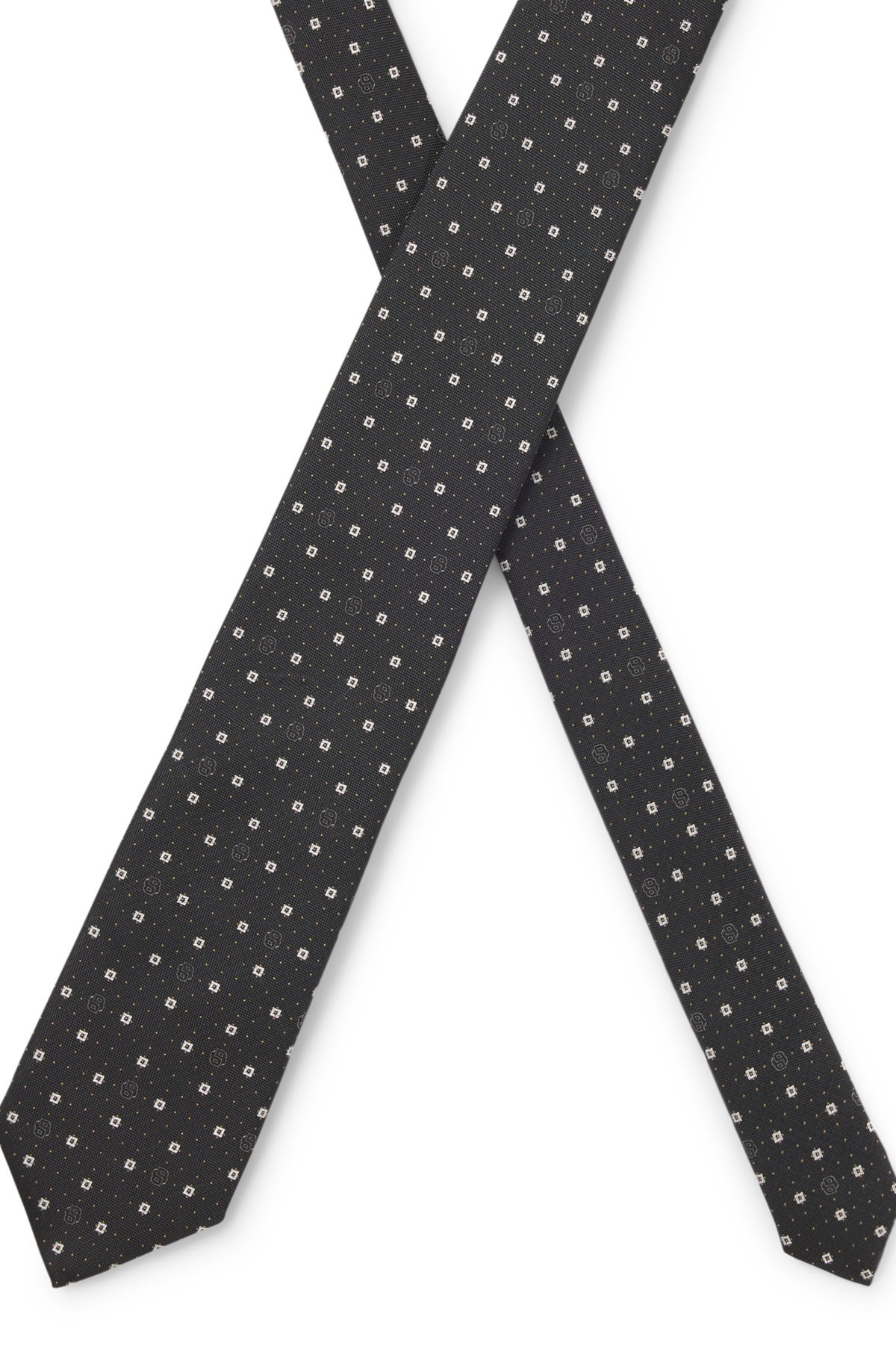 SILK-BLEND TIE WITH MICRO DOUBLE B MONOGRAMS - 4