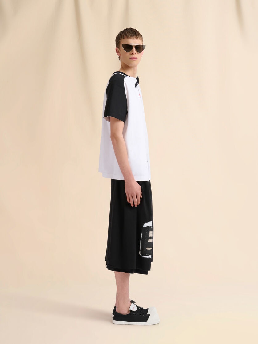 BLACK COTTON TANK TOP WITH MOHAIR EMBROIDERY - 5