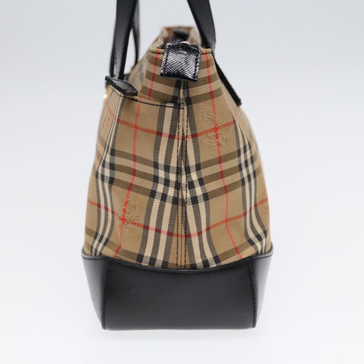 Burberry Nova Check Hand Bag Canvas Leather Beige Gold - 4