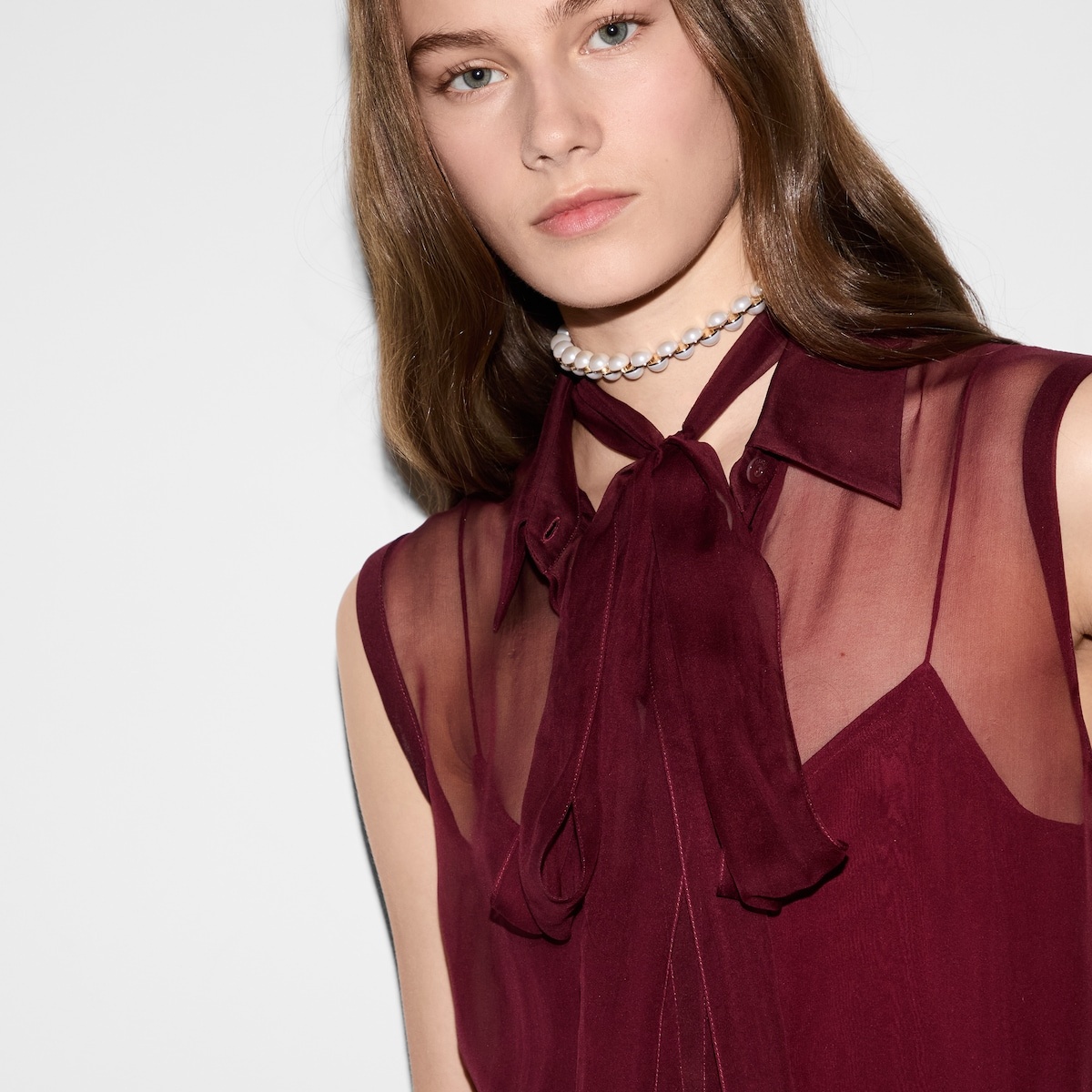 Silk chiffon sleeveless shirt - 5