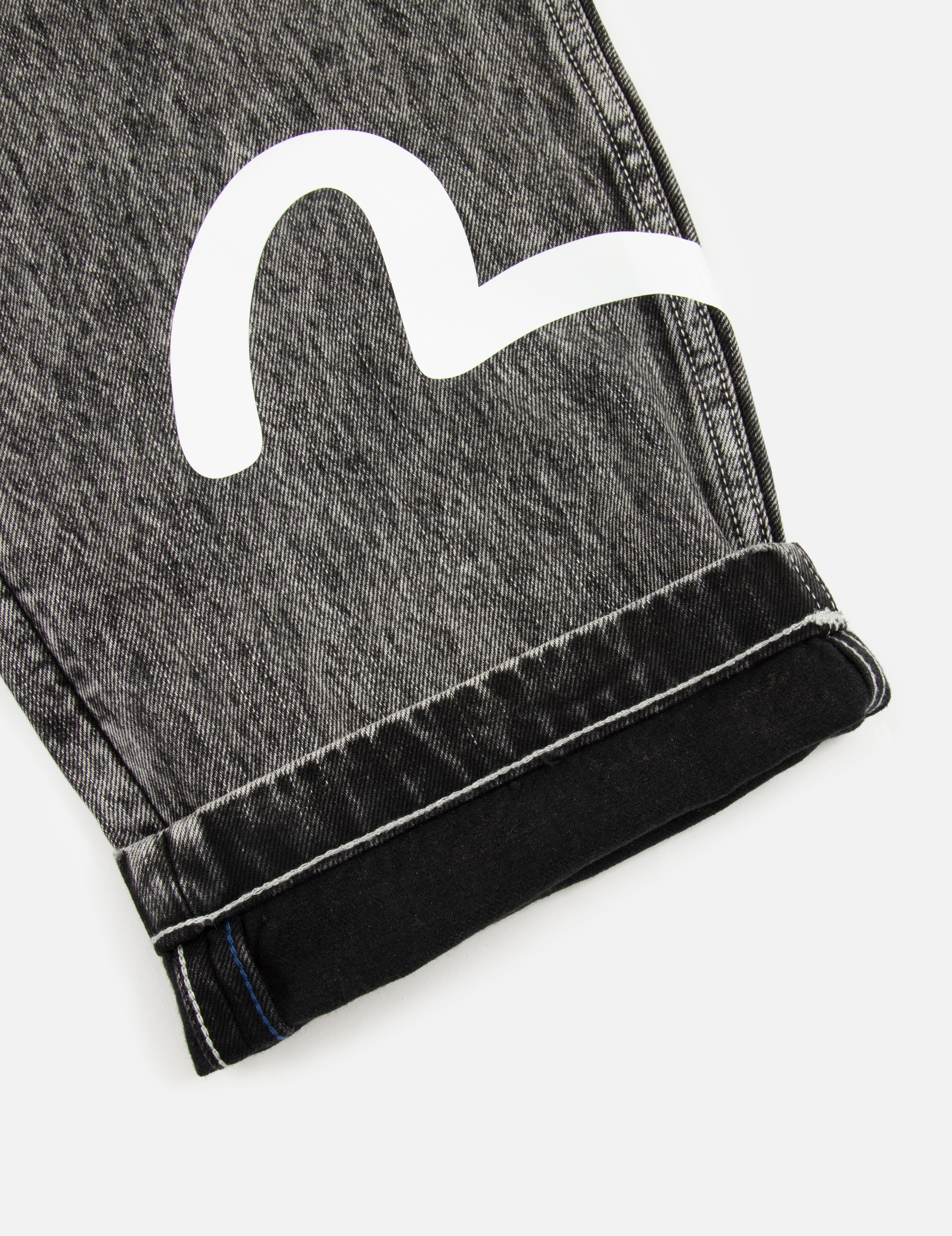 Seagull Print Double Layer Loose Fit Jeans - 7