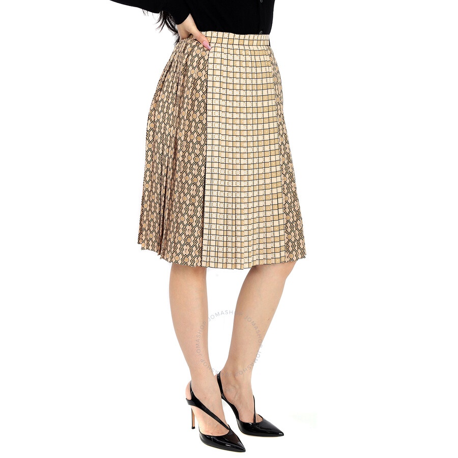 Burberry Ladies Contrast Graphic Print Pleated Skirt - 3