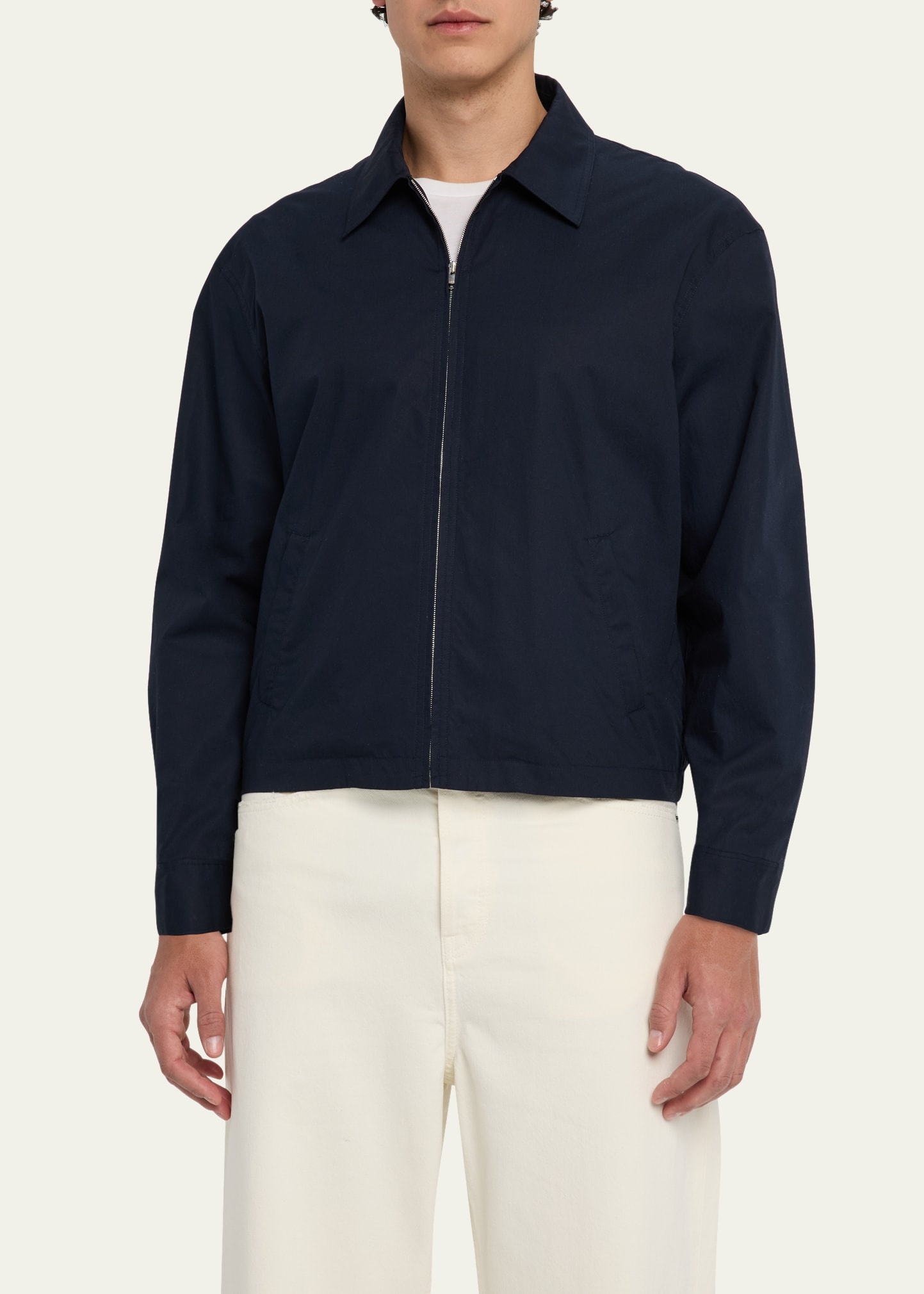 Men's Zip-Front Cotton Poplin Jacket - 4