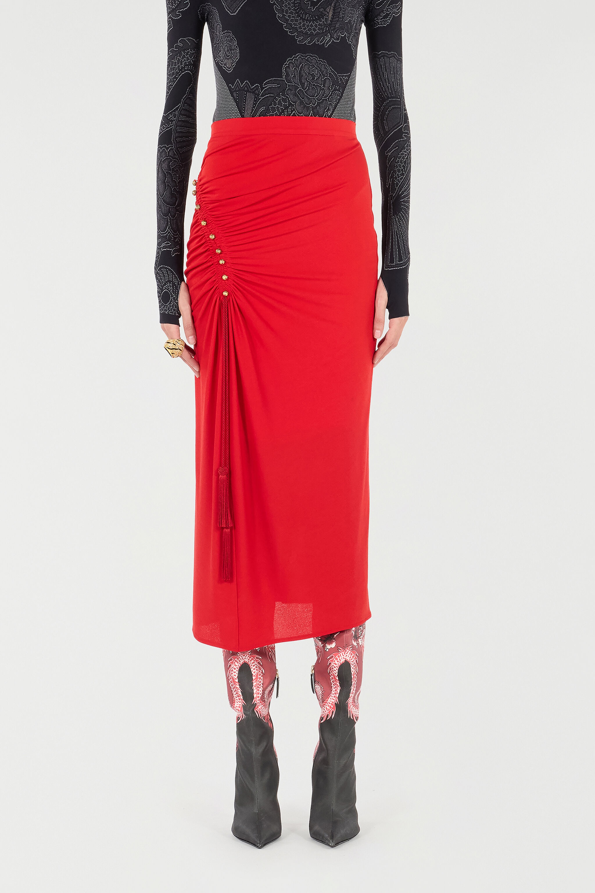 Midi Skirt With Ruched Detail - 3
