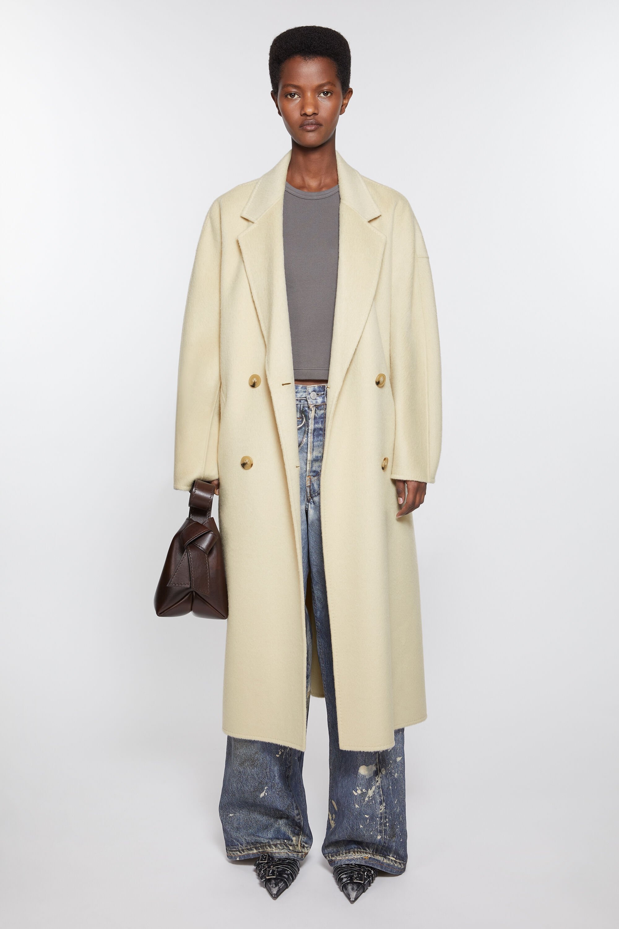 Double-breasted wool coat - Clay beige - 2
