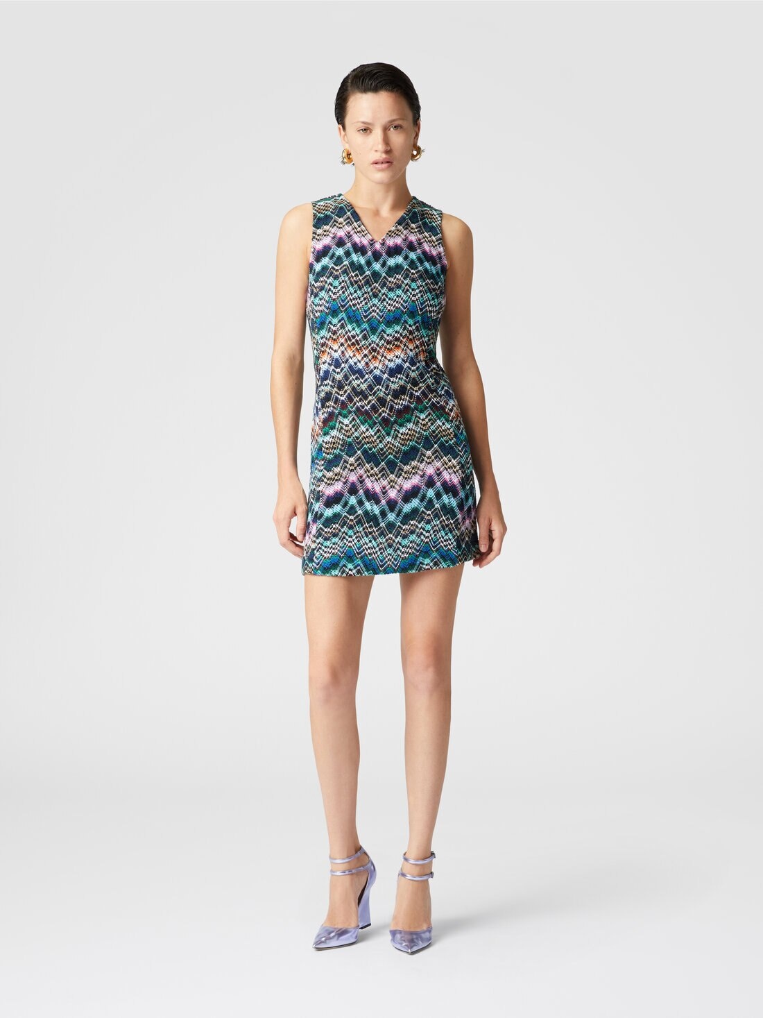 Sleeveless mini-dress in wool and cotton - 2
