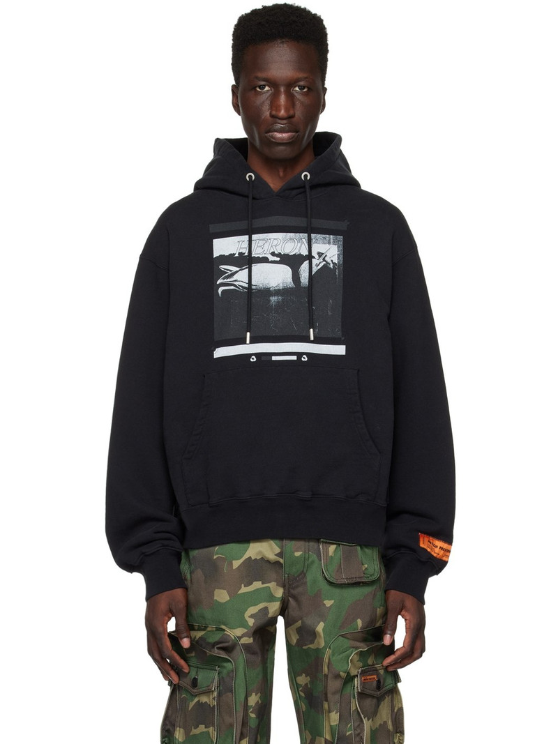 Black Misprinted Heron Hoodie - 1