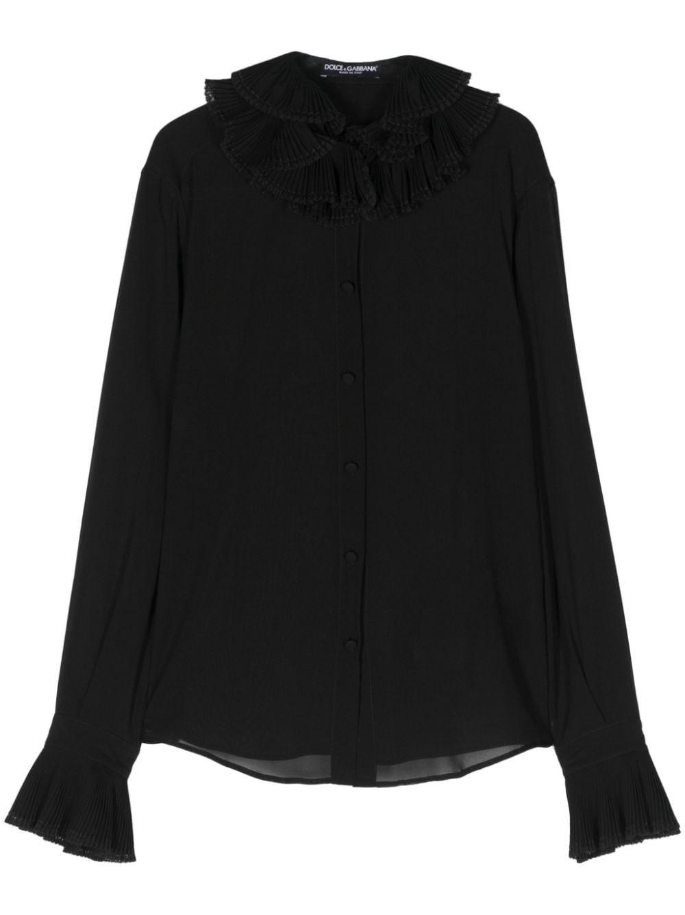 ruffled-collar chiffon blouse - 1