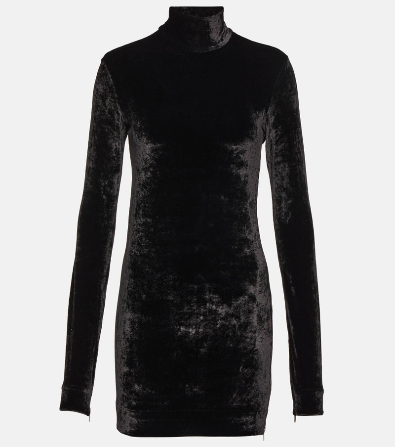 high-neck velvet-finish top - 1