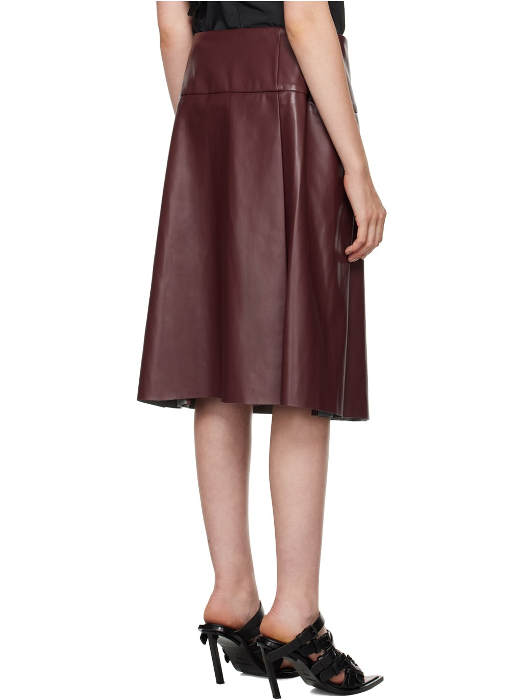 Burgundy Linda Faux-Leather Midi Skirt - 3