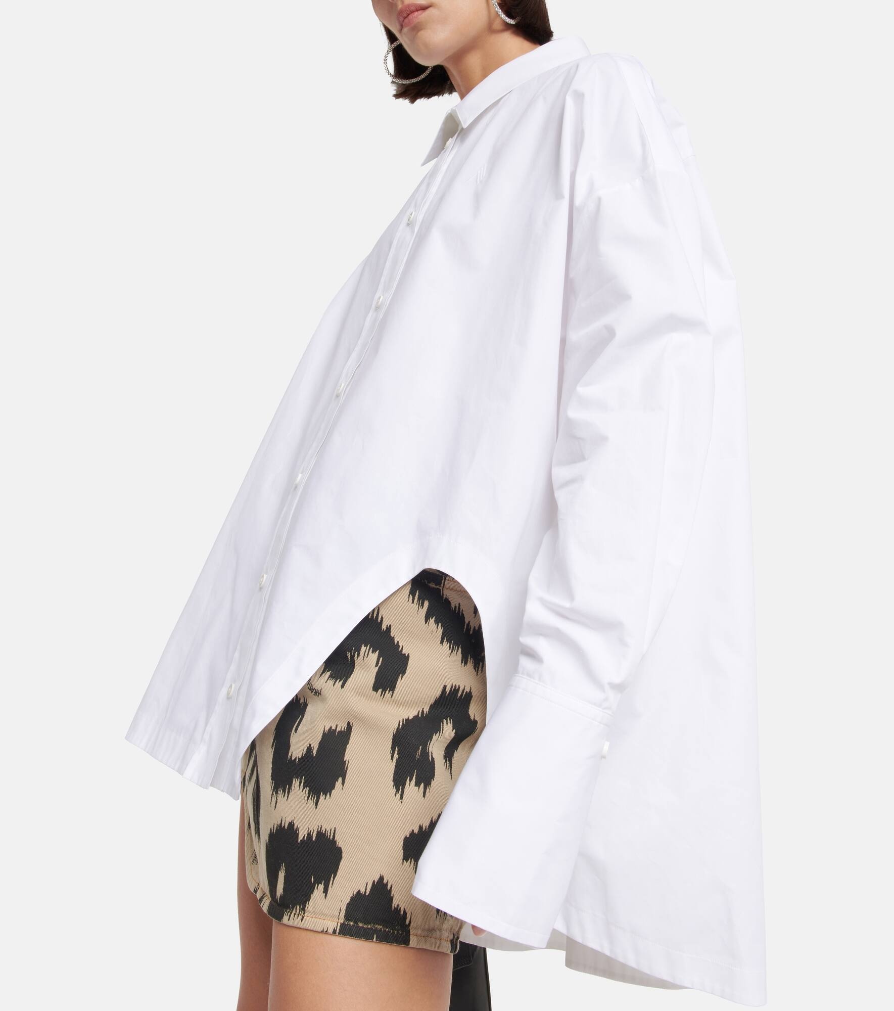 Asymmetric cotton poplin shirt - 5