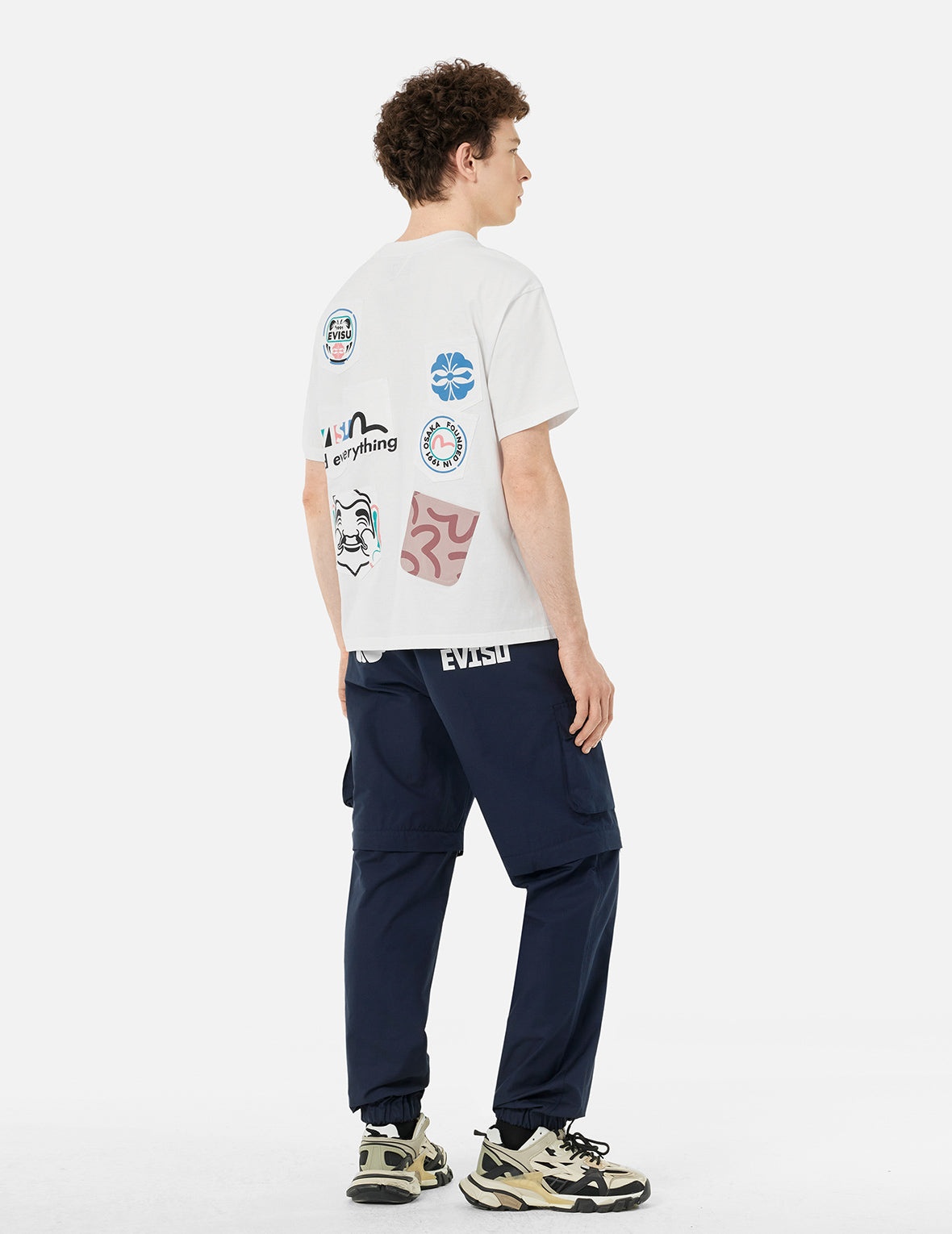 Kamon and Logo Prints Detachable Leg Panel Fashion Fit  Woven Cargo Jogger - 4
