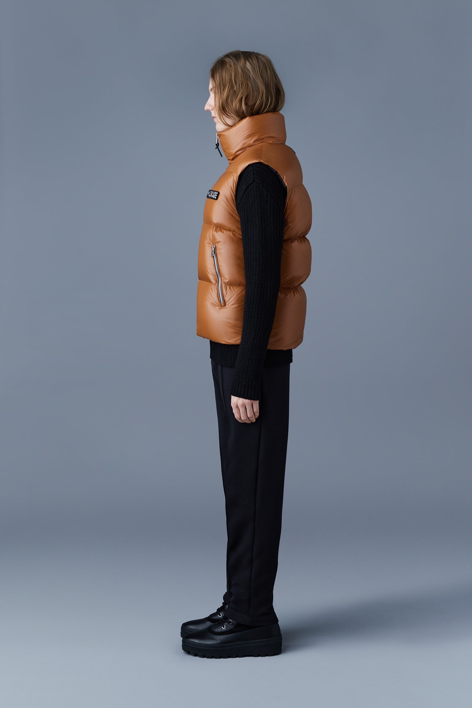 KANE lustrous light down vest with funnel collar - 3