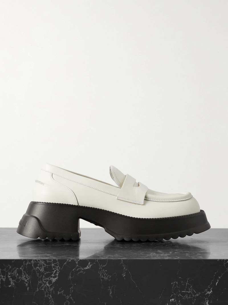 Exaggerated-sole leather loafers 1