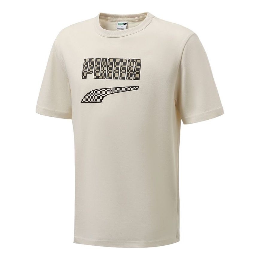 PUMA Funny Logo Printing Sports Round Neck Short Sleeve Creamy White 533042-73 - 1