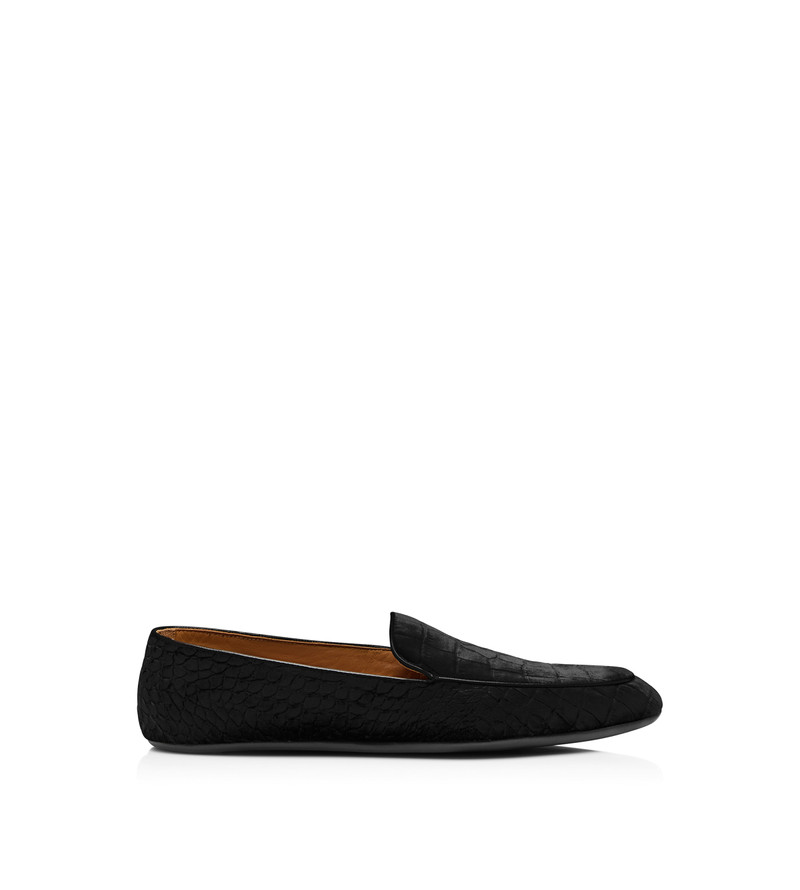 STAMPED CROC VELVET SLIPPERS 1