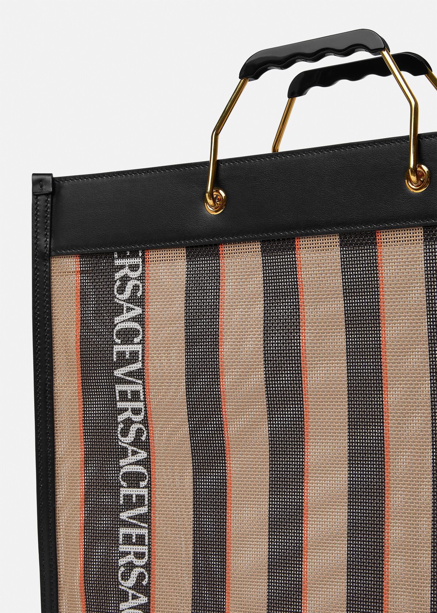 Striped Versace Shopper Tote Bag - 5
