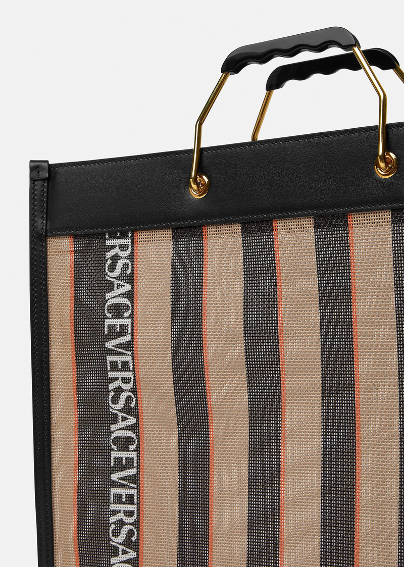 Striped Versace Shopper Tote Bag 5