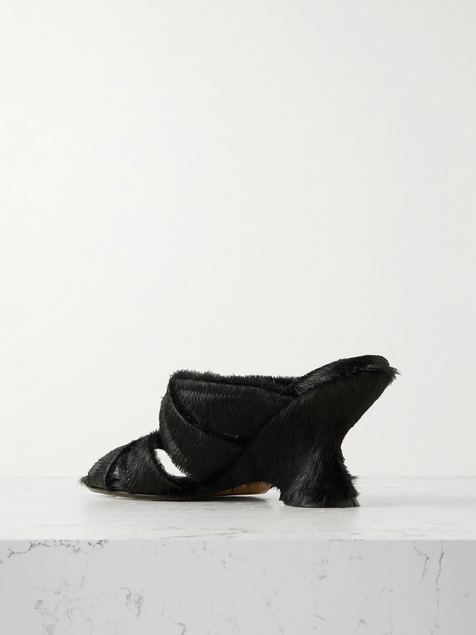 Leather and plush sandals Black - 3