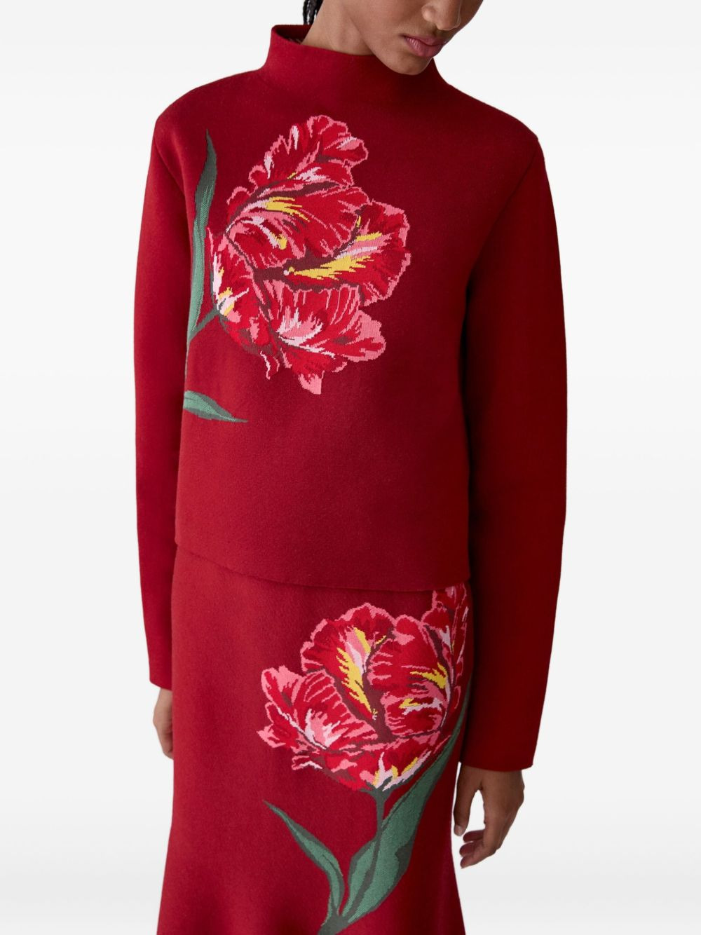 floral-motif knitted top - 4