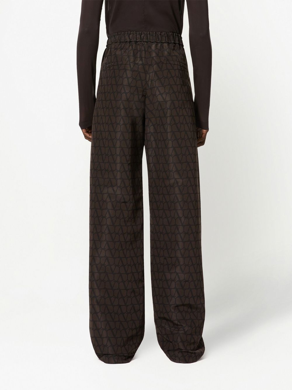 VLogo-print wide-leg trousers - 4