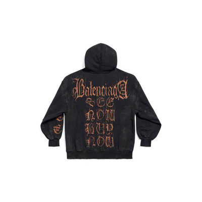 BALENCIAGA Heavy Metal Zip-up Hoodie Small Fit in Black Faded outlook