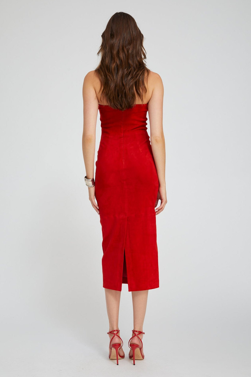 RED SUEDE TUBE DRESS 4