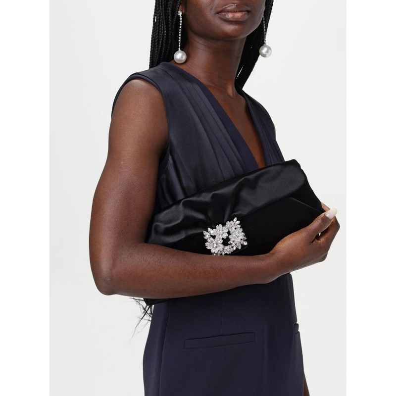 Roger Vivier BLACK CRYSTAL SATIN CLUTCH outlook