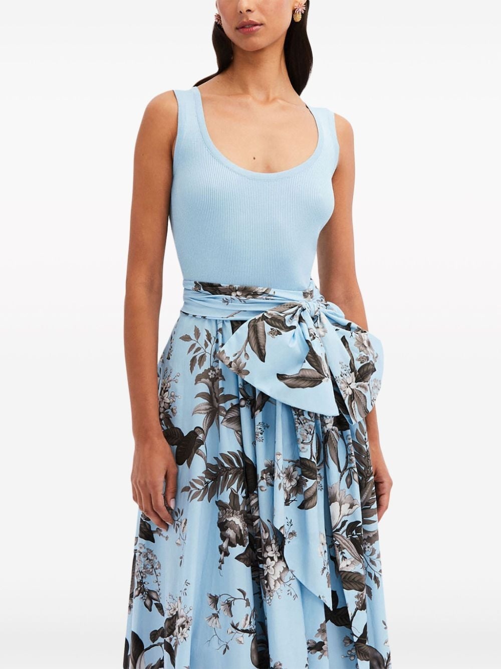 Flora & Fauna-print sleeveless midi dress - 5