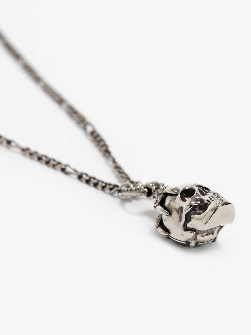 Men's Victorian Skull Necklace in Antique Silver - 2