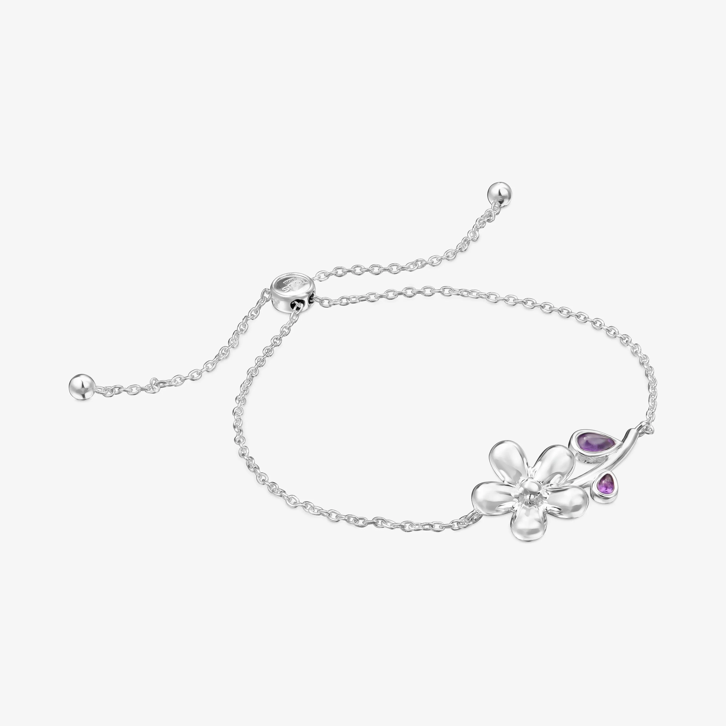 Silver Chain bracelet with amethyst Daisy - 1