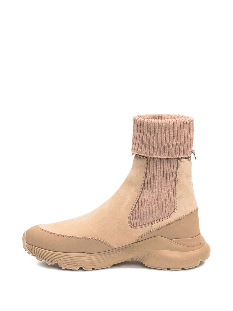 Tod's knitted cuffed calfskin ankle boots outlook