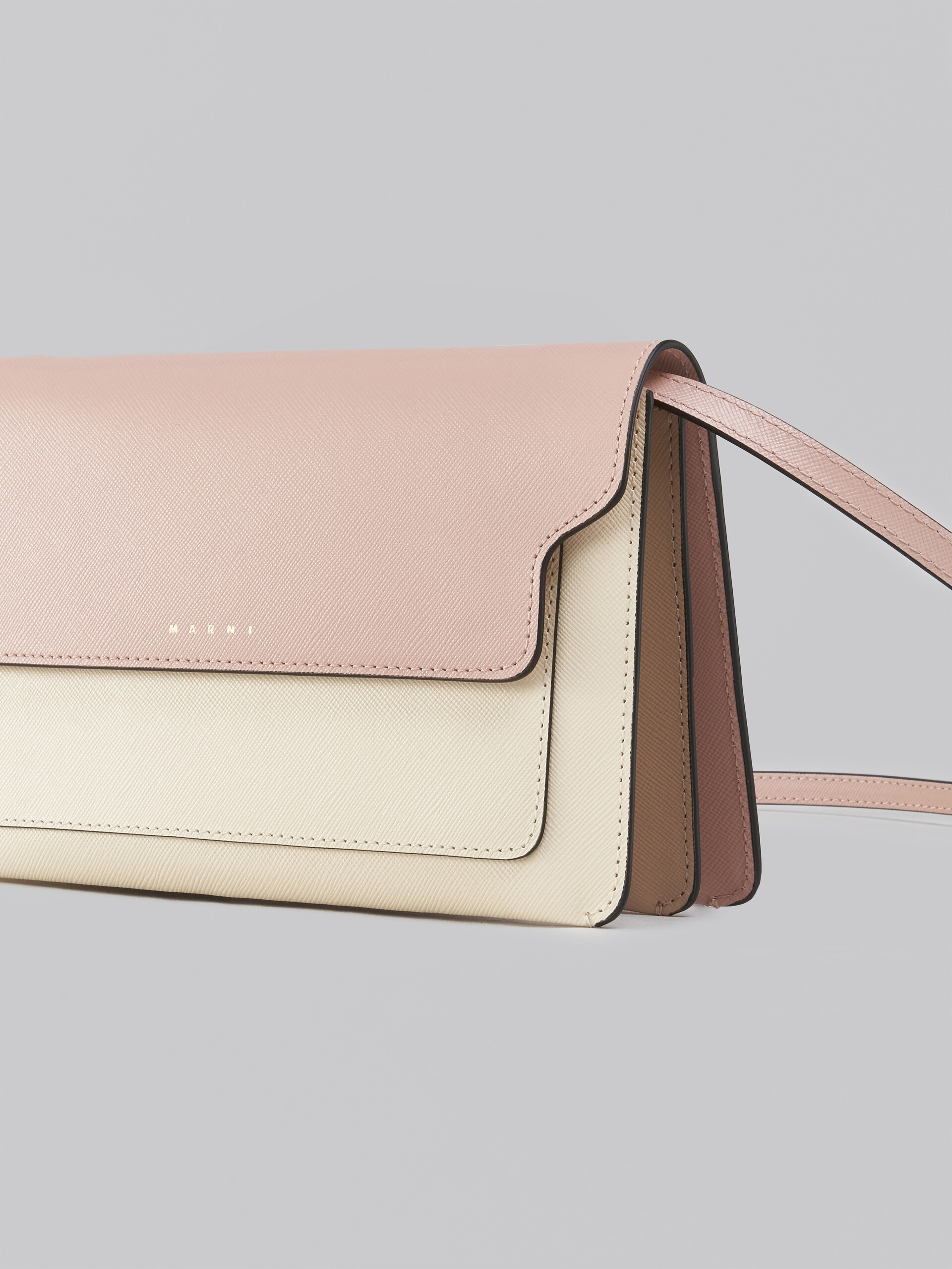 TRUNK CLUTCH IN PINK WHITE AND BEIGE SAFFIANO LEATHER - 5