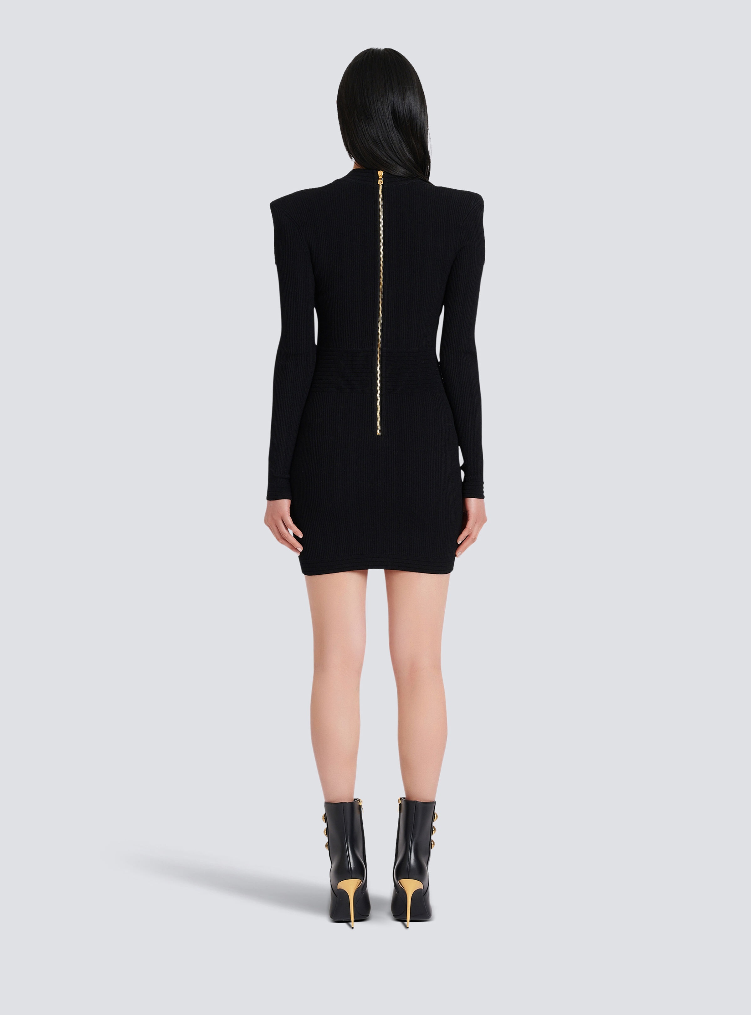 Short knitted dress with gold buttons - 4