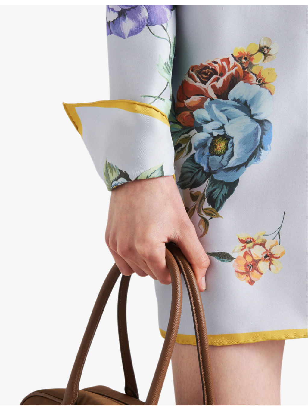Floral-print long-sleeve silk-twill mini dress - 5