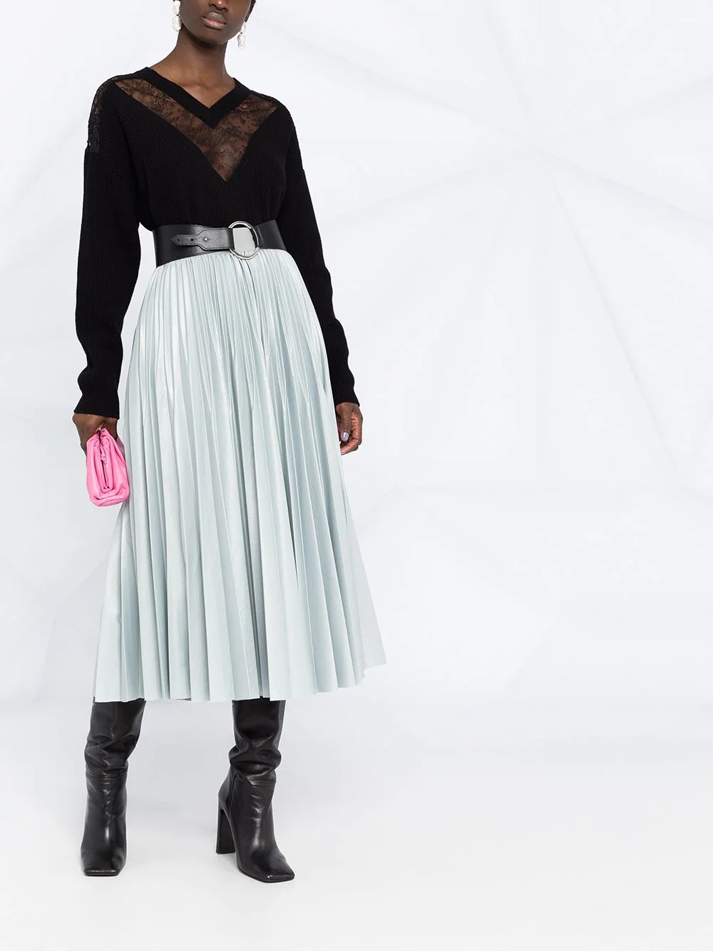 lace-embellished V-neck jumper - 2
