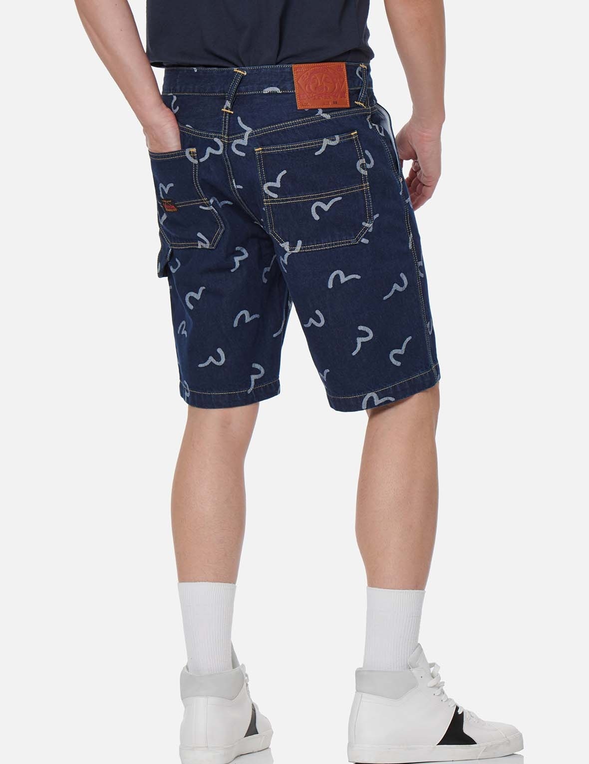 ALLOVER SEAGULL JACQUARD DENIM SHORTS - 4