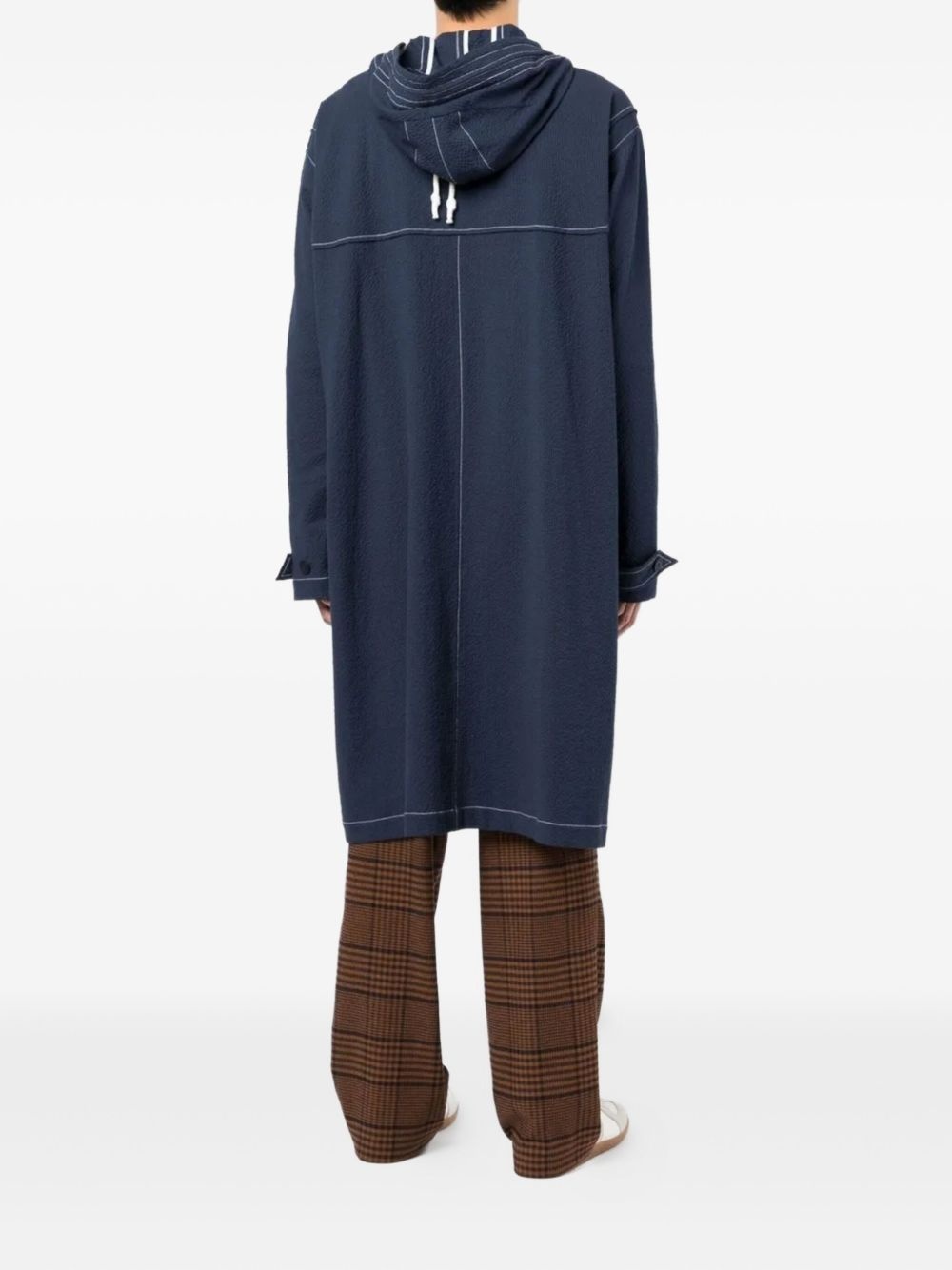 hooded patchwork duffle coat - 4