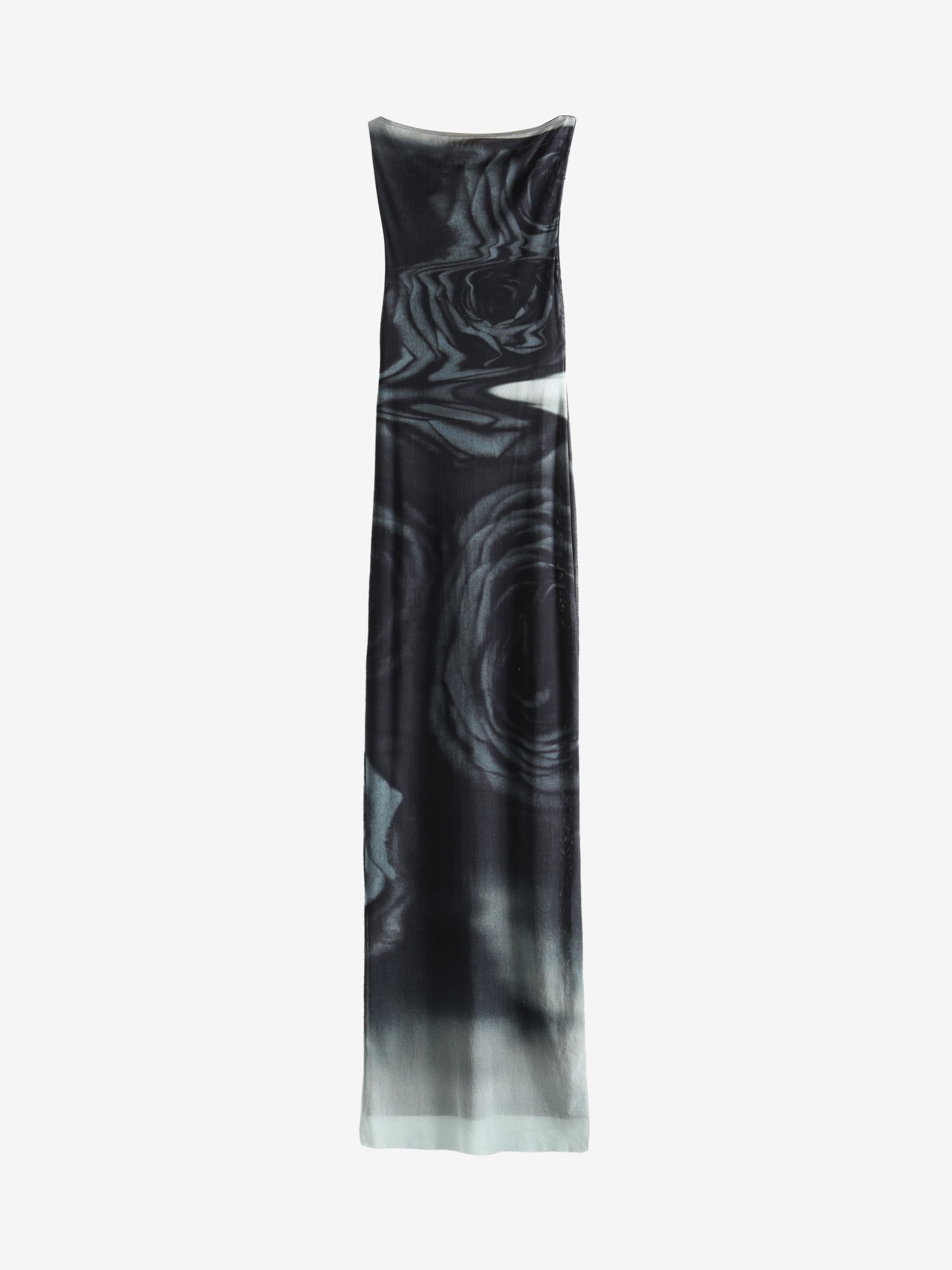 JEAN PAUL GAULTIER - Women Mesh Boat Neck Sleeveless "Blurry Roses" Long Dress - 4