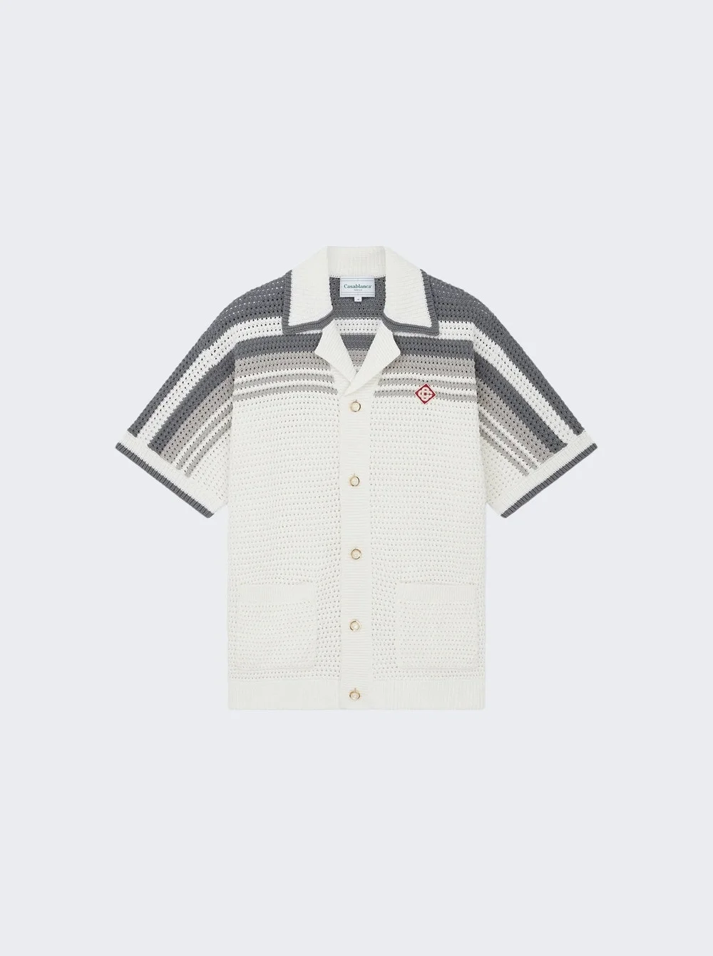 Crochet Shirt White And Grey - 1